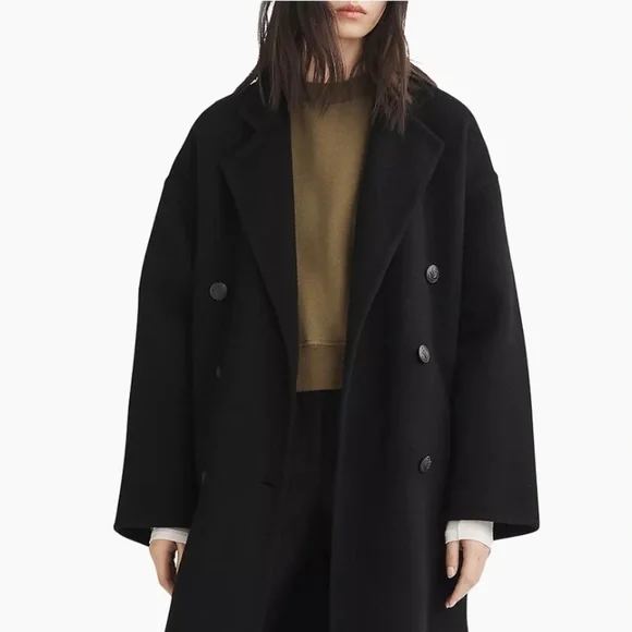 rag & bone Thea Wool Coat - Black - fits like a M/L - Picture 1 of 6